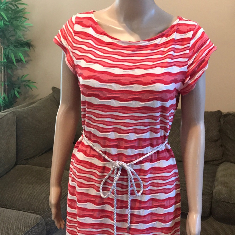 Red and white striped dress